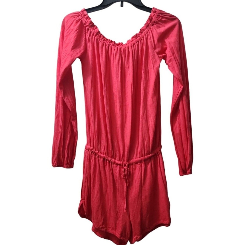 Southern Tide Romper Long Sleeve Off Shoulder Coral Drawstring Waist Size S‎